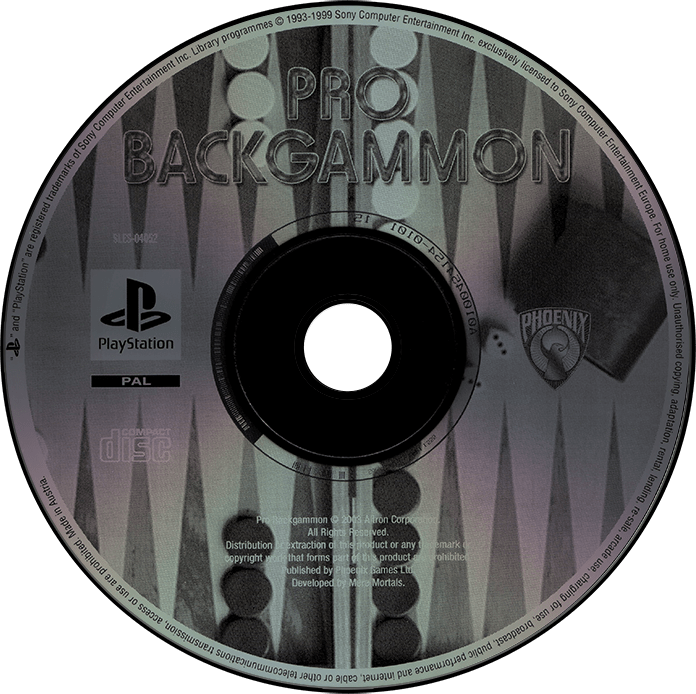 Pro Backgammon back cover for Playstation
